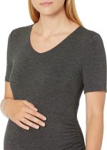 Essentials Women's Maternity Short-Sleeve Rouched V-Neck T-Shirt, Pack of 2 - Image 4